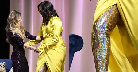 Michelle Obama eksponuje kończynę w brokatowym kozaku do uda
