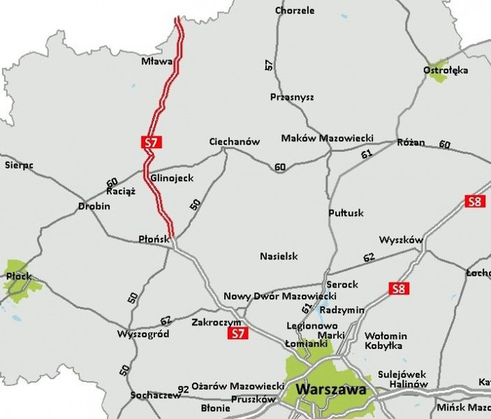 S7 Napierki-Płońsk. GDDKiA ogłosiła przetarg na zaprojektowanie i budowę drogi