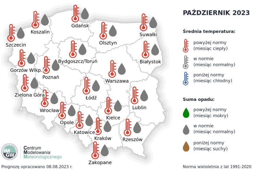 Przewidywania IMGW na październik 2023