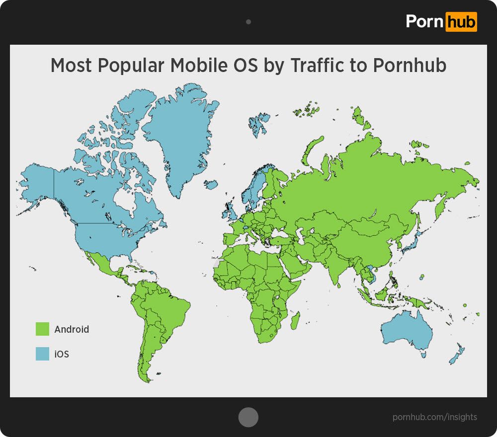 Jakie porno lubią użytkownicy Androida, a jakie fani iOS-u? PornHub publikuje statystyki 5