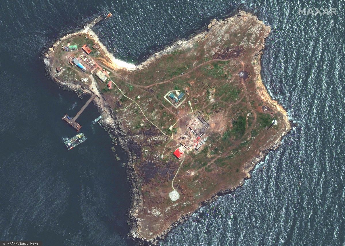 
Zdjęcie satelitarne ukraińskiej Wyspy Węży 