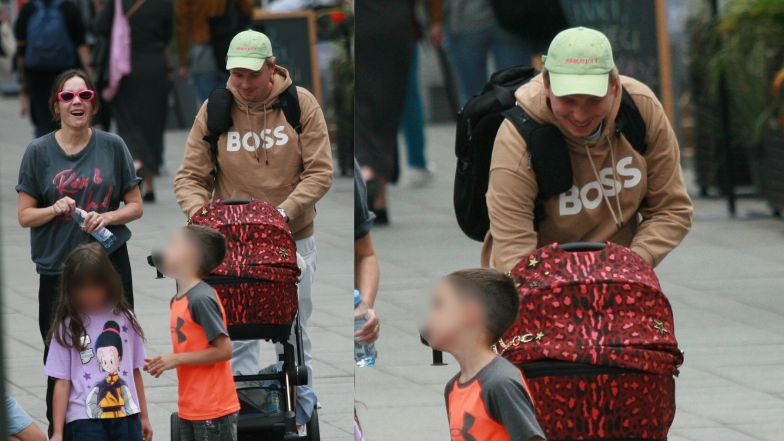 Olga Bołądź z rodziną w Sopocie