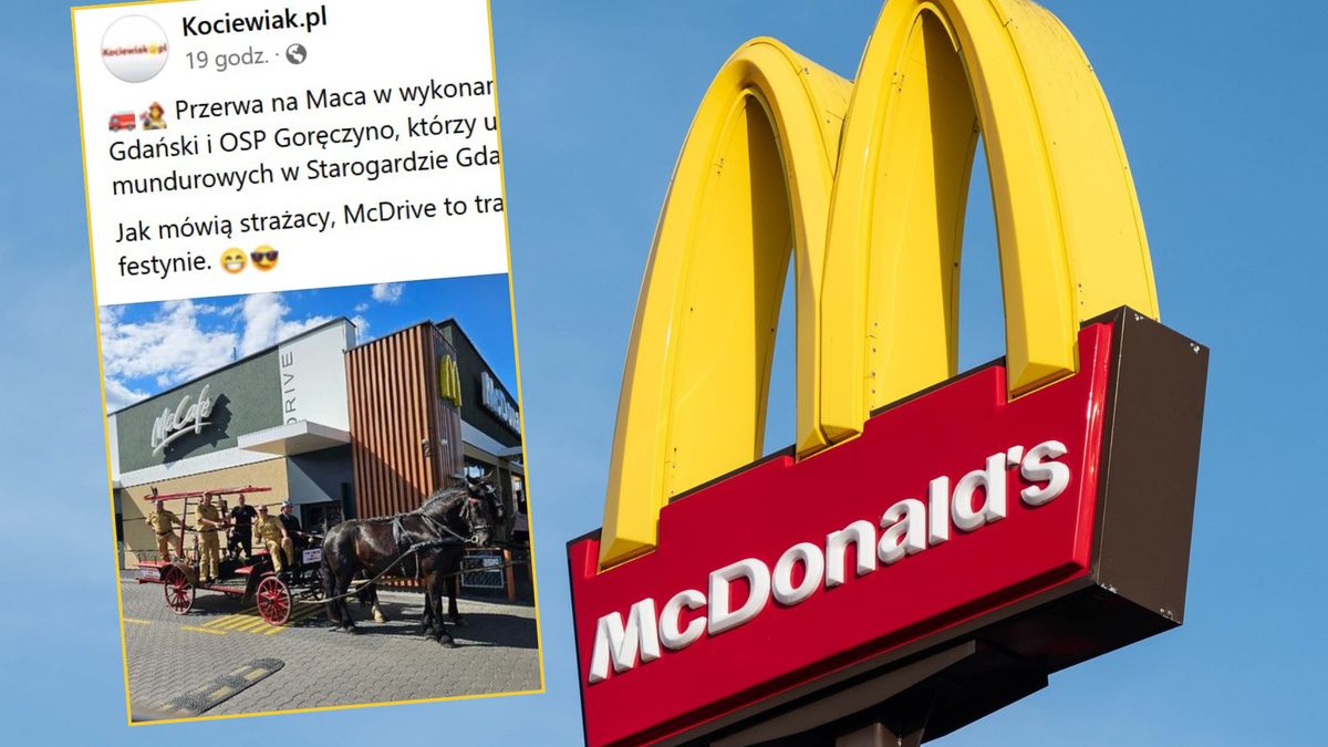 Strażacy historycznym wozem pojechali pod drive thru