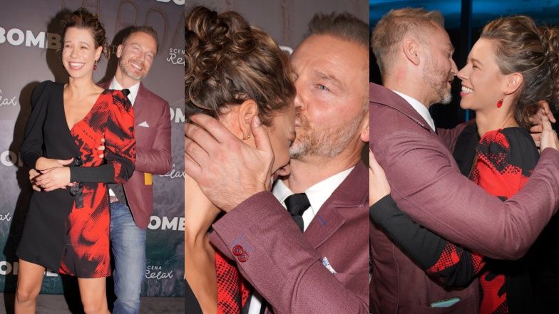 Krystian Wieczorek obściskuje się na ściance z młodą małżonką