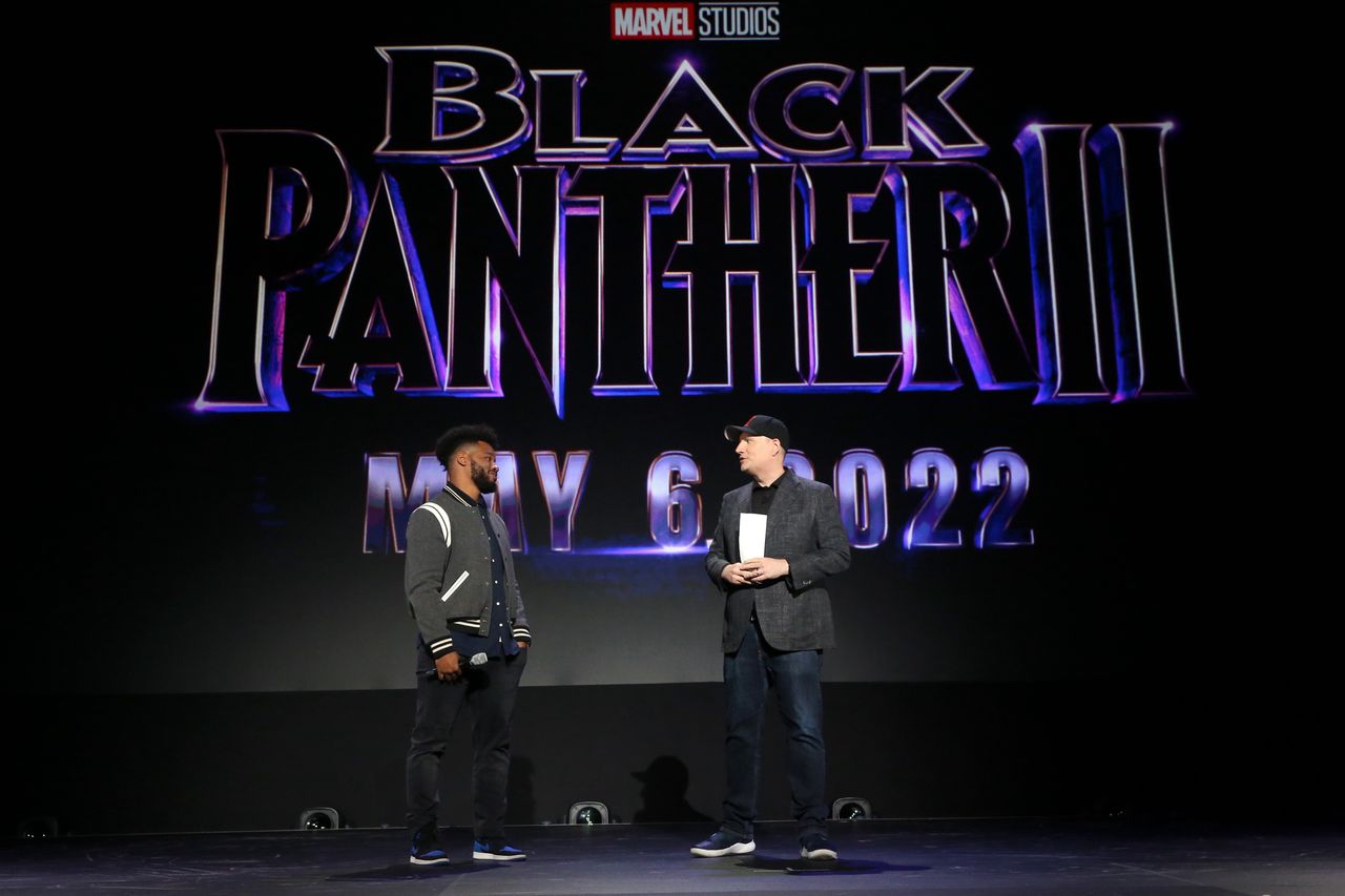 Ryan Coogler i Kevin Feige na prezentacji "Czarnej Pantery"