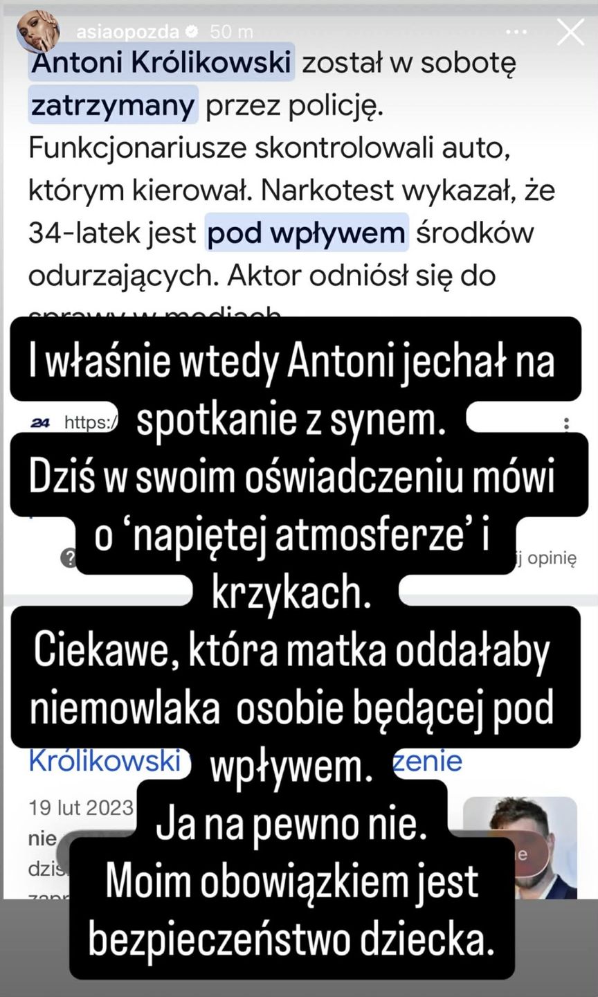 Joanna Opozda uderza w Królikowskiego w serii ostrych wpisów