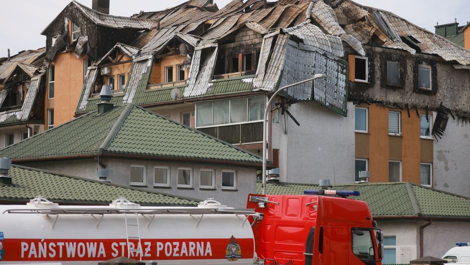 Spalone budynki mieszkalne w podwarszawskich Ząbkach