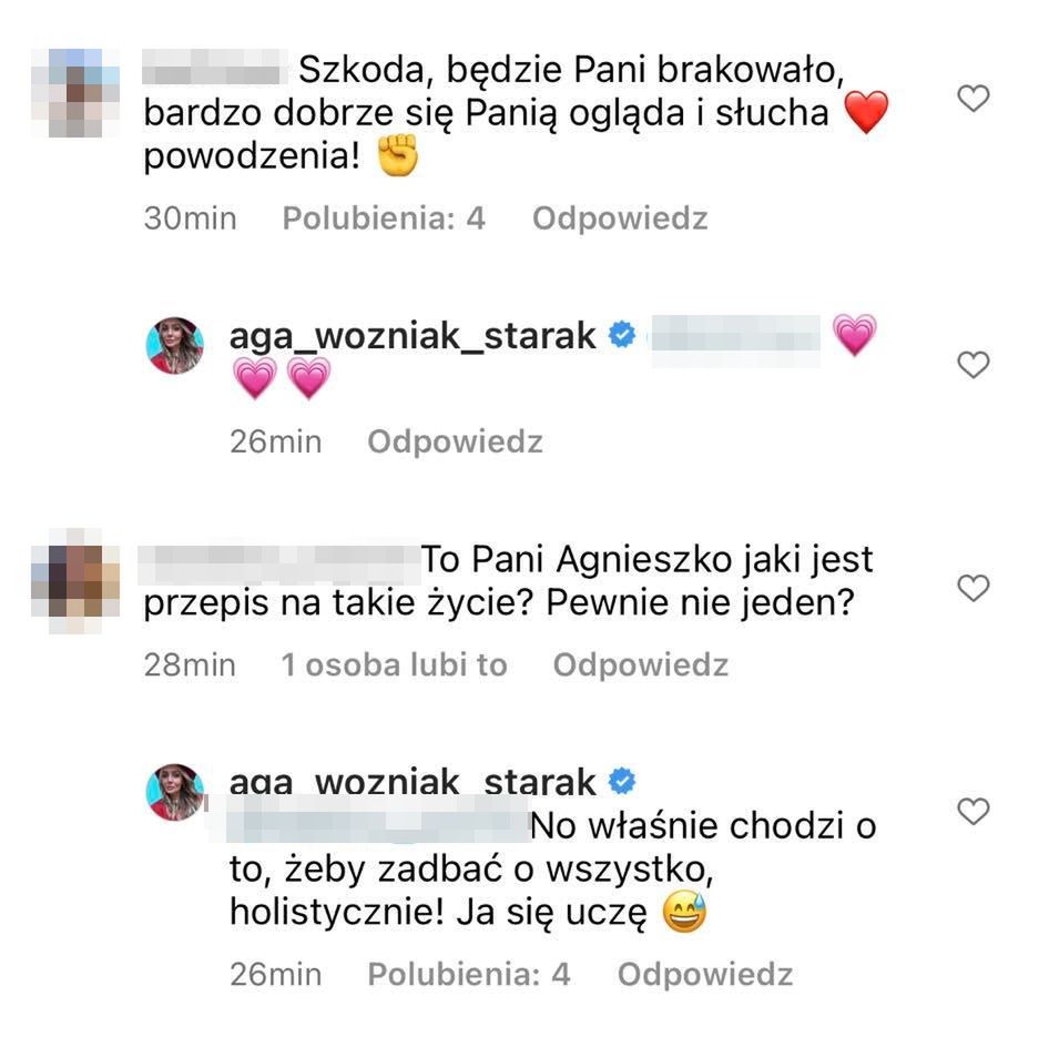 Komentarze pod postem Agnieszki Woźniak-Starak