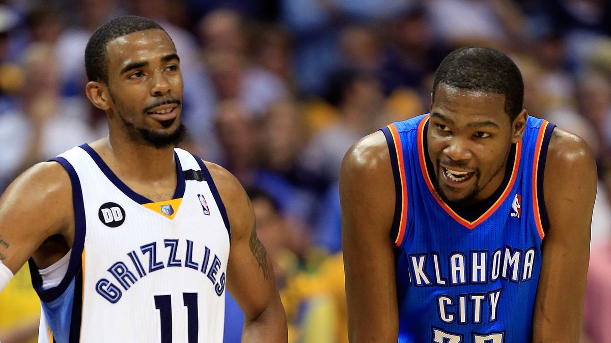 Mike Conley (z lewej) i Kevin Durant