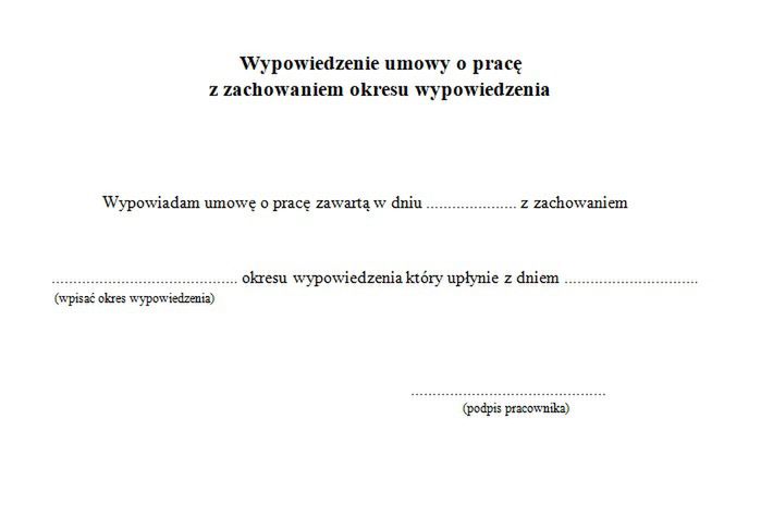 Wzór wypowiedzenia umowy o pracę do pobrania