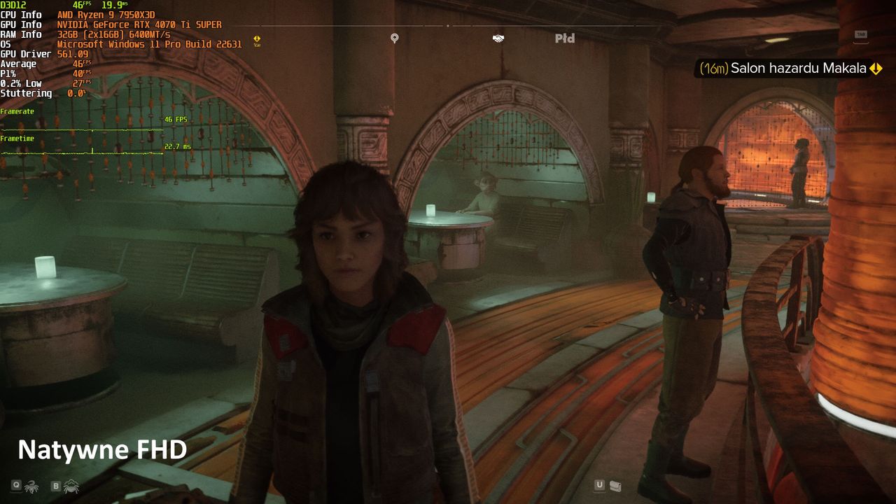 Star Wars Outlaws (PC) -  porównanie ustawień upscalingu - Natywne FHD