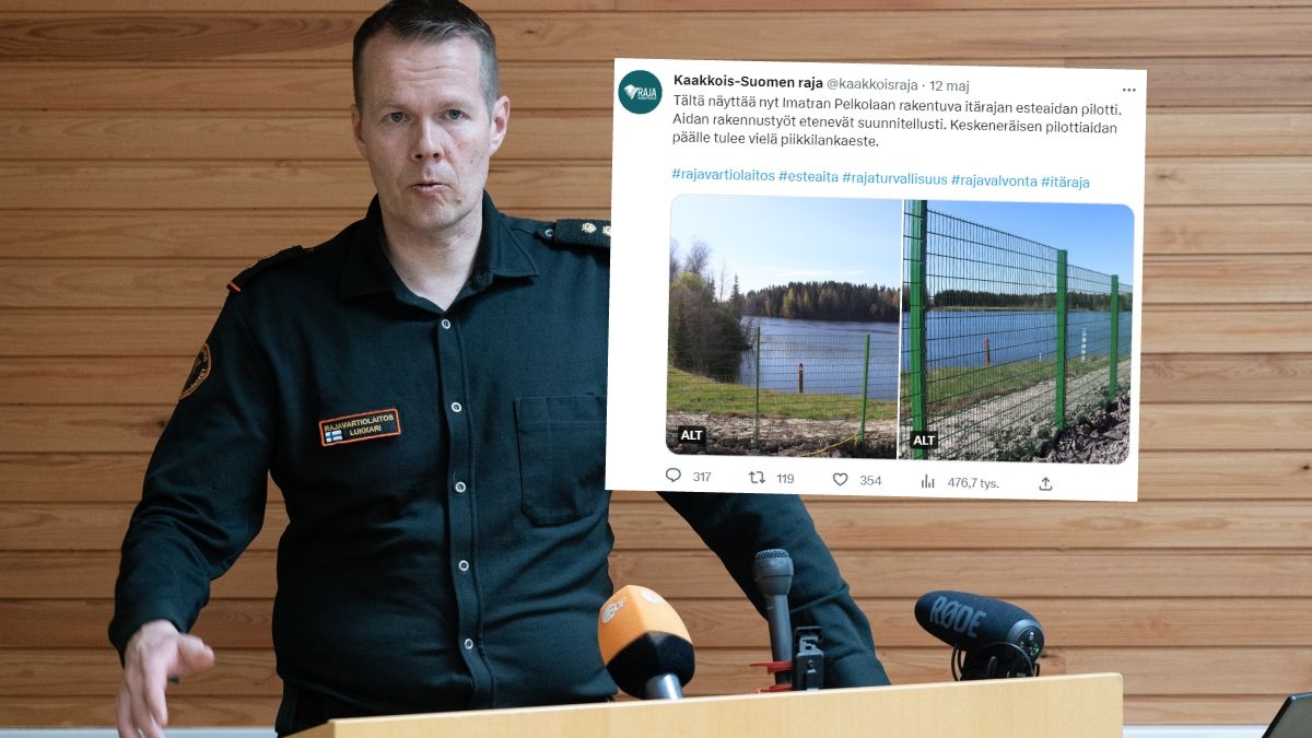 Płot na granicy Finlandii z Rosją stał się przedmiotem kpin. Na zdjęciu pułkownik Jukka lukkari informujący o szczegółach budowy płotu