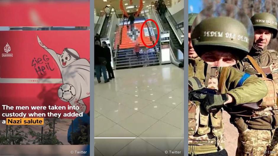 Nazistowskie symbole i hasła na mundialu, w ukraińskim centrum handlowym i na hełmach żołnierzy. To prawda czy fałsz?