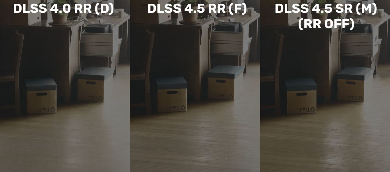 NVIDIA DLSS Ray Reconstruction - 4.0 vs 4.5 - tekstury 