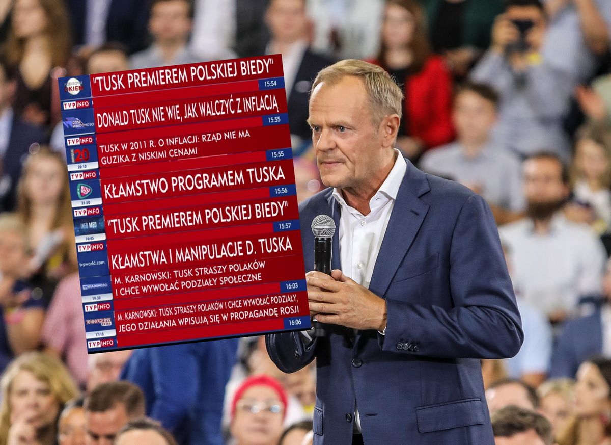 Tusk przemawiał w Radomiu, a w TVP Info cisza. Do czasu