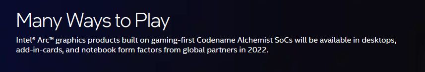 Strona dedykowana układom Intel ARC Alchemist