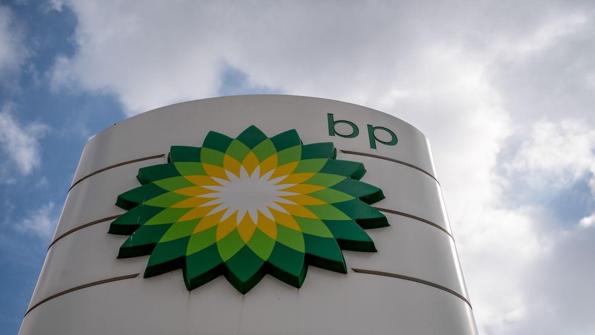 A BP Plc logo on a totem sign at a petrol station forecourt in London, UK, on Monday, Aug. 1, 2022. BP will report earnings tomorrow. Photographer: Chris J. Ratcliffe/Bloomberg via Getty Images