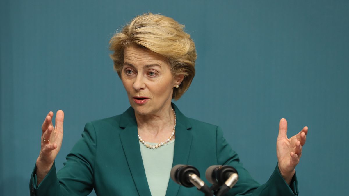 European Commission President Ursula von der Leyen holding a joint press conference with Taoiseach Leo Varadkar at Government Buildings, Dublin. (Photo by Brian Lawless/PA Images via Getty Images)