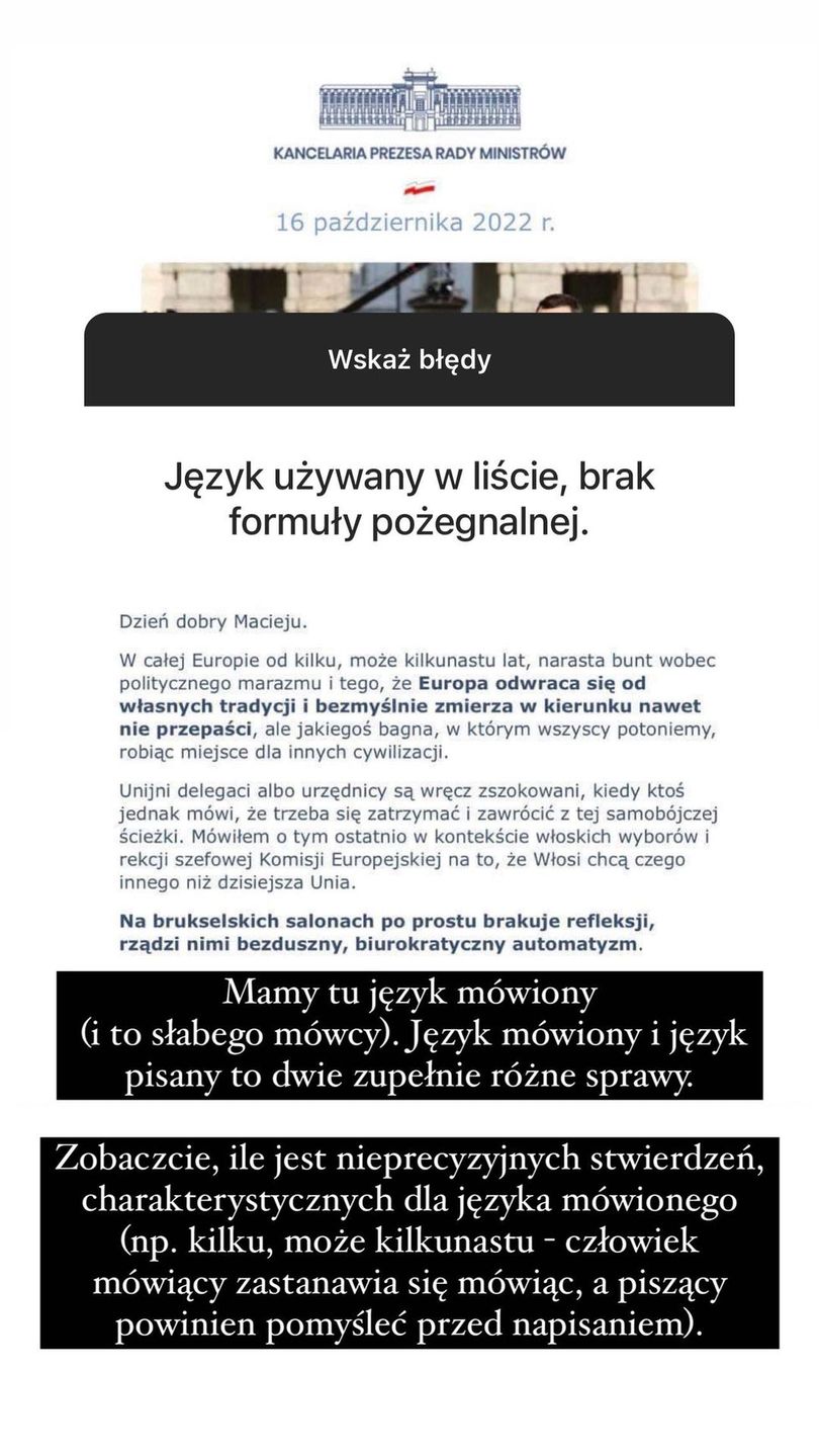 Błędy w e-mailu Mateusza Morawieckiego