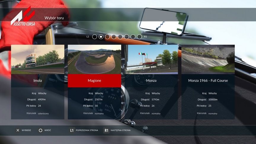 Assetto Corsa - wybór toru