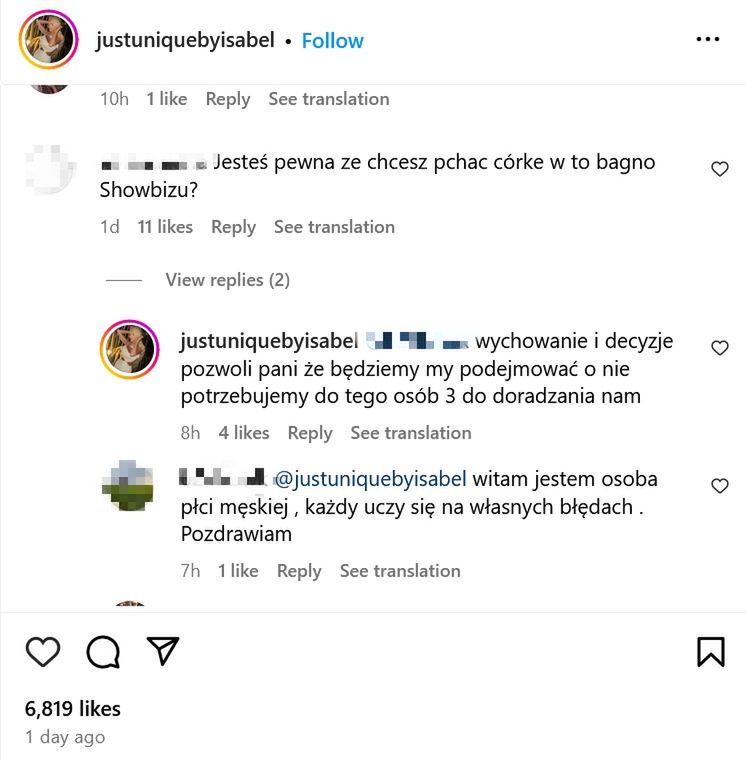 Izabela Macudzińska stanęła w obronie córki