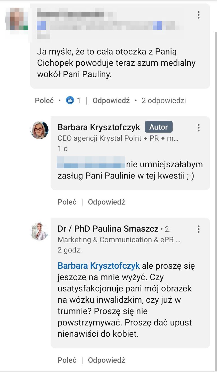 Wymiana zdań pomiędzy Pauliną Smaszcz, a Barbarą Krysztofczyk