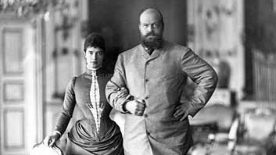 Maria Romanowa z mężem Aleksandrem III podczas wizyty w Kopenhad