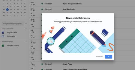 Nowy wygląd kalendarza Google dla wersji web