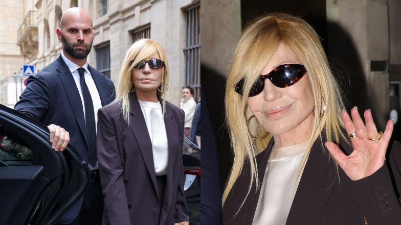 Donatella Versace i jej wyprasowane lico kroczą na paryską imprezę YSL. Wygląda coraz młodziej?