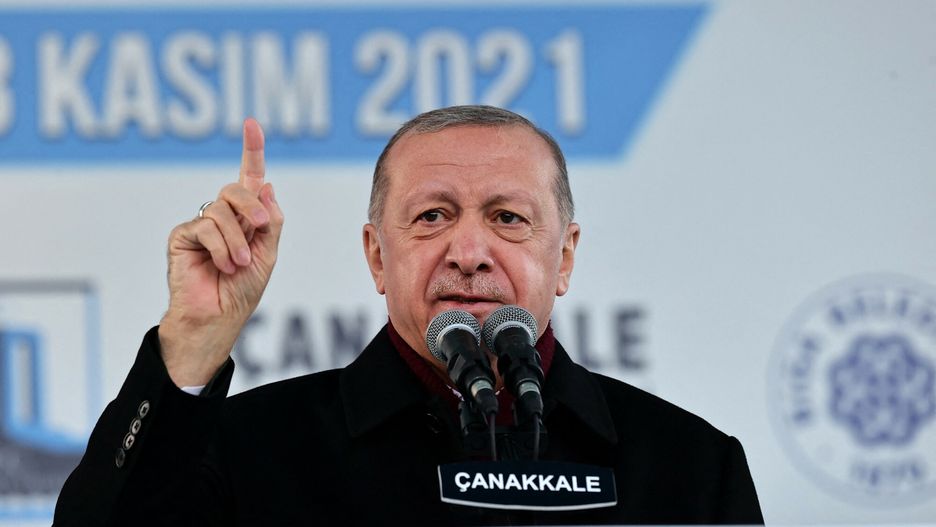 arch48CANAKKALE, TURKEY - NOVEMBER 13: Turkish President Recep Tayyip Erdogan attends mass opening Ceremony in Canakkale, Turkey on November 13, 2021. Ali Balikci / Anadolu Agency/ABACAPRESS.COMAA/ABACA