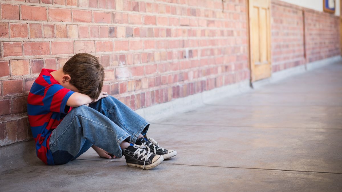 368957child, boy, male, caucasian, back to school, education, elementary school, elementary, pupil, school, childhood, cute, schoolchild, hall, hallway, corridor, sitting, sadness, sorrow, gloom, unhappiness, misery, dreariness, gloominess, bleakness, wistfulness, depression, unhappy, depressed, troubled, sad, upset, solitude, loneliness, seclusion, exclusion, lonesomeness, solitariness, alone, lonely, solitary, outdoors, copy space