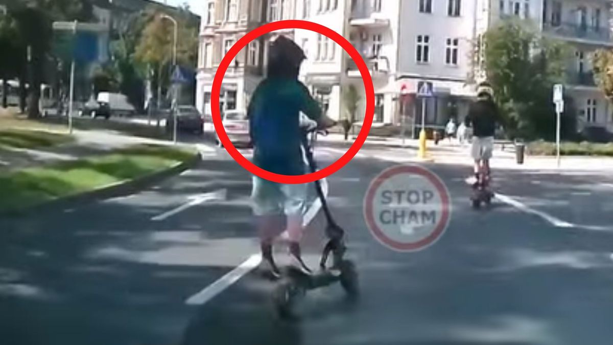 Niebezpieczna jazda na hulajnogach.
