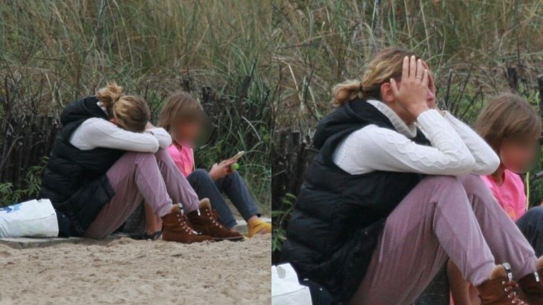 Joanna Moro płacze na plaży