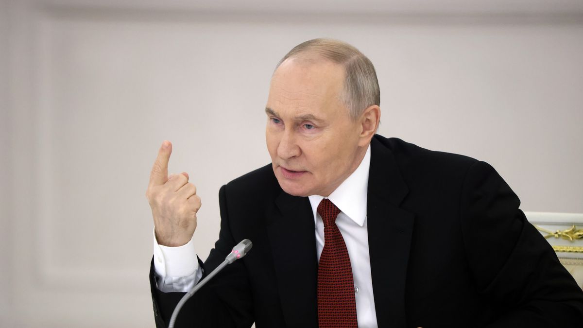 MOSCOW, RUSSIA - DECEMBER 25: Russian President Vladimir Putin gestures while speaking during the State Council Meeting at the Saint George's Hall of the Kremlin, on December 25, 2025 in Moscow, Russia. Putin gathered governors, cabinet members and parties leaders for the State Council meeting, the main topic of which was personnel training. (Photo by Contributor/Getty Images)