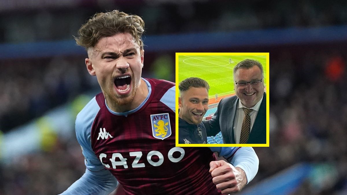 Getty Images / Tim Goode/PA Images / Twitter/LaczyNasPilka / Na zdjęciu: Matty Cash, na małym zdjęciu: Matty Cash i Czesław Michniewicz