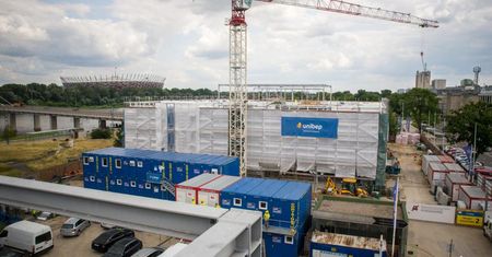 Warszawa. Trwa budowa Pracowni Przewrotu Kopernikańskiego. Gotowa stalowa konstrukcja
