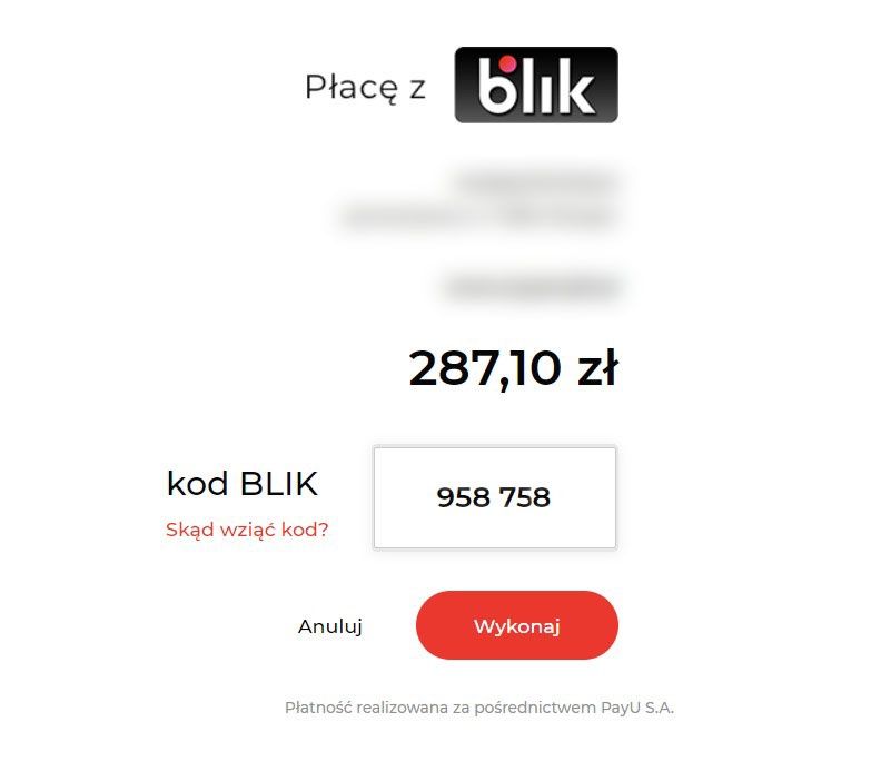 Wpisz kod BLIK w przeglądarce