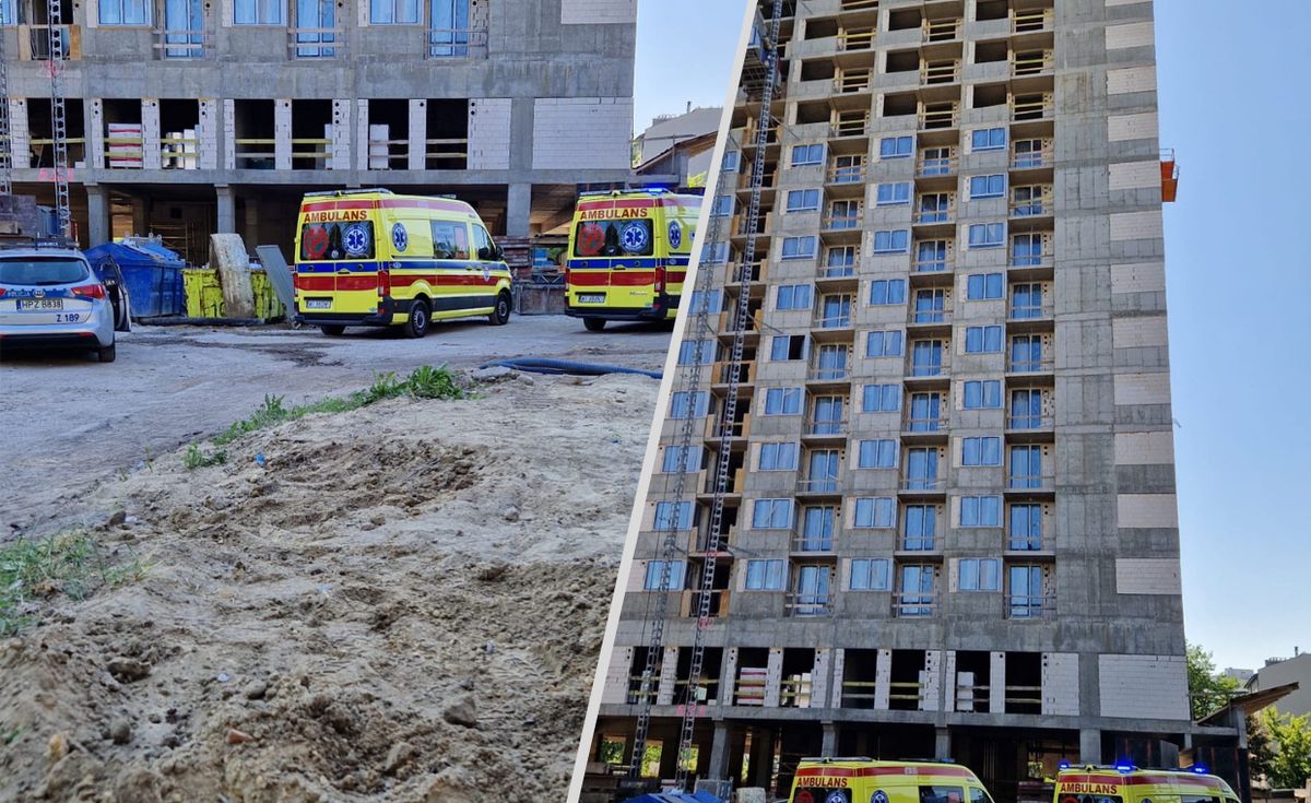 Pracownicy budowy spadli z wysokości kilku pięter