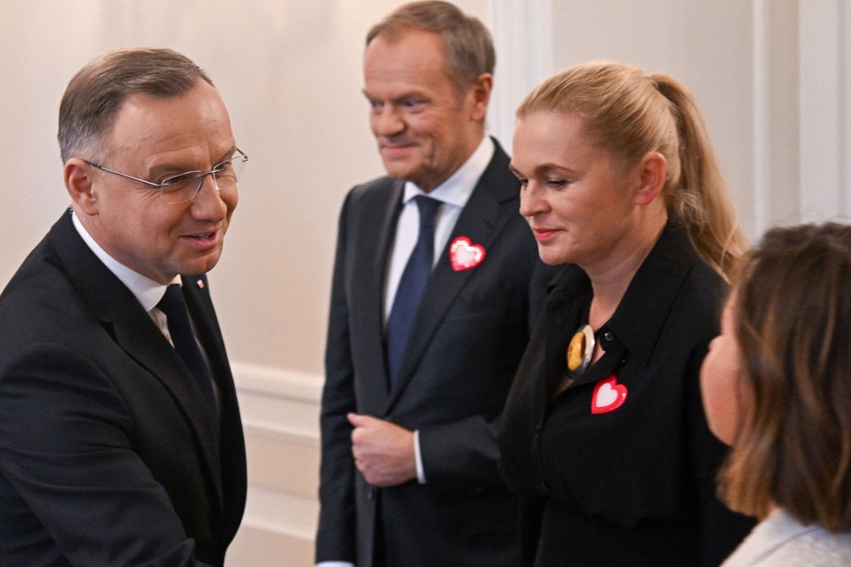 Andrzej Duda i Donald Tusk podczas spotkania w Pałacu Prezydenckim