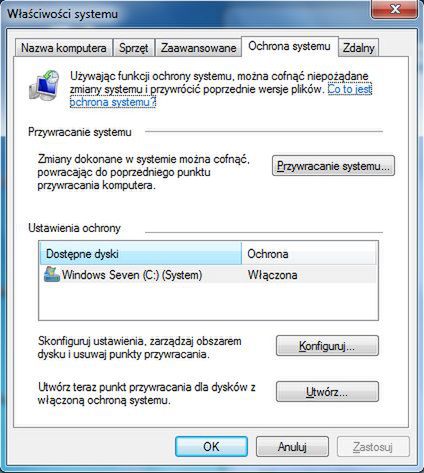 Jak utworzyć punkt przywracania systemu w Windows 7? 4