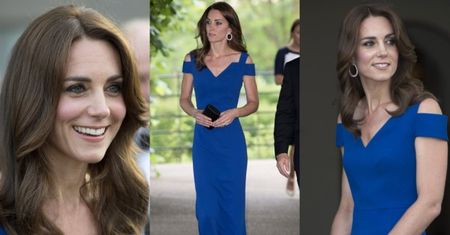 Szczupła Kate Middleton w niebieskiej sukni (ZDJĘCIA)