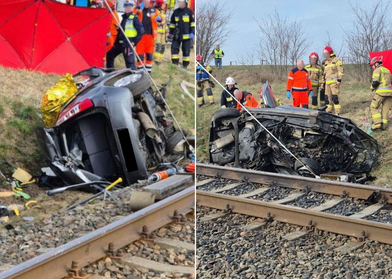 Tragiczny wypadek koło Iławy. Samochód zderzył się z pociągiem