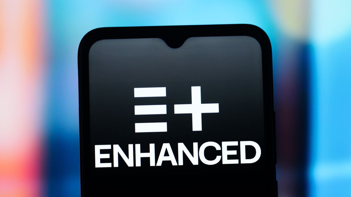 CANADA - 2025/10/16: In this photo illustration, the Enhanced Games logo is seen displayed on a smartphone screen. (Photo Illustration by Thomas Fuller/SOPA Images/LightRocket via Getty Images)