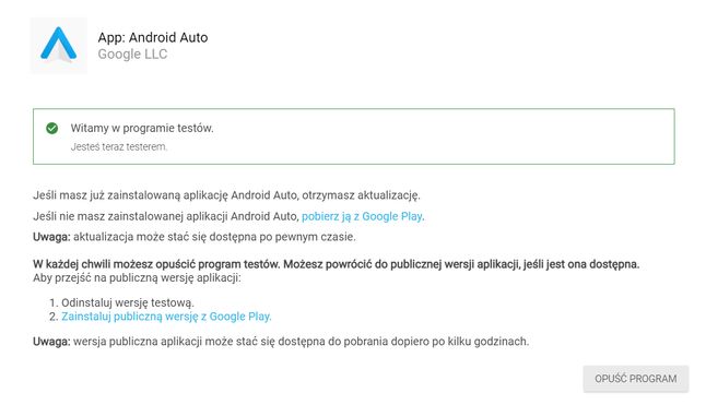 Android Auto - Confirmation of Beta Tests