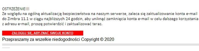 Fragment fałszywej wiadomości, źródło: Polska Policja.