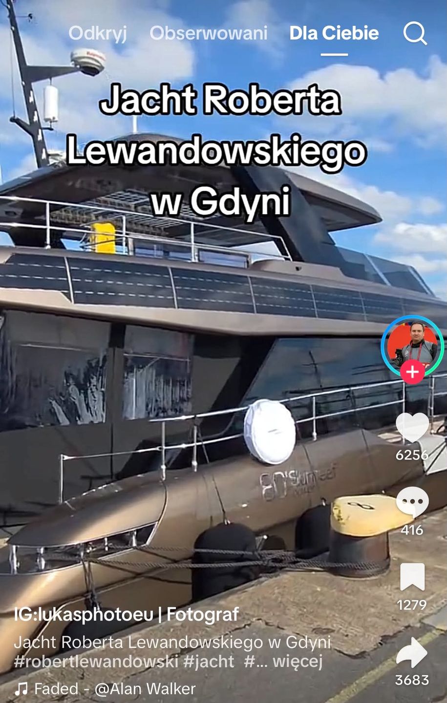 Jacht Roberta Lewandowskiego dopłynął do Gdyni