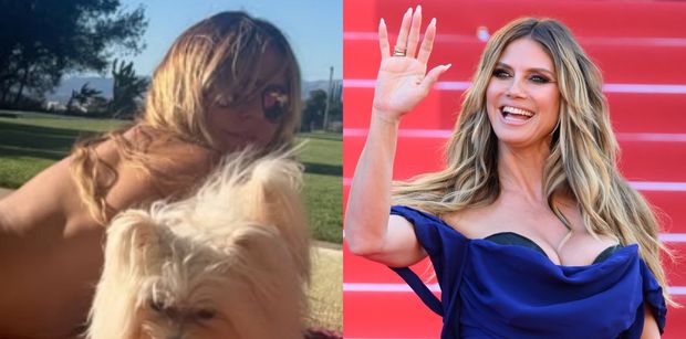 Skryta za psem Heidi Klum smaży się TOPLESS. Wie, jak podgrzać atmosferę? (FOTO)
