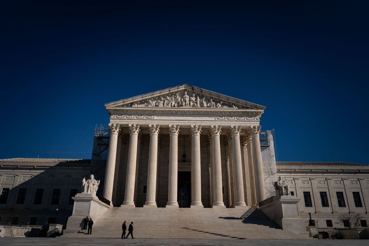 WASHINGTON, DC - FEBRUARY 01: The Supreme Court of the United States building, on February 01, 2024 in Washington, DC. (Kent Nishimura for The Washington Post via Getty Images)