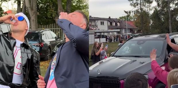 TYLKO NA PUDELKU: Skolim ROBI WJAZD na huczną TRZYDZIESTKĘ na Podlasiu i pije kielona z burmistrzem Siemiatycz (WIDEO)