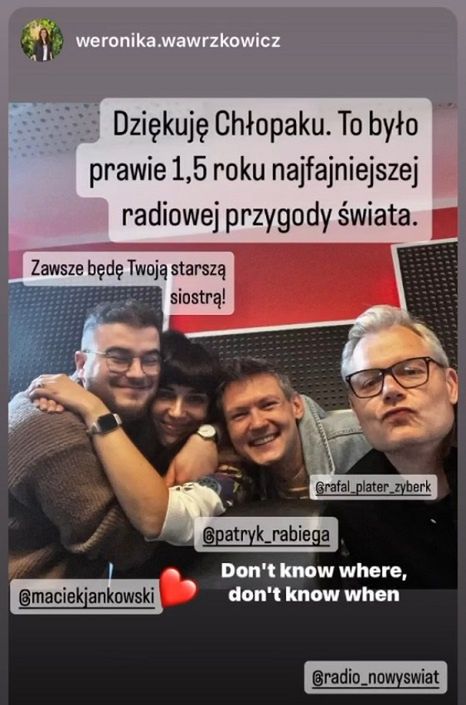Maciej Jankowski odchodzi z Radia Nowy Świat - wpis Weroniki Wawrzkowicz